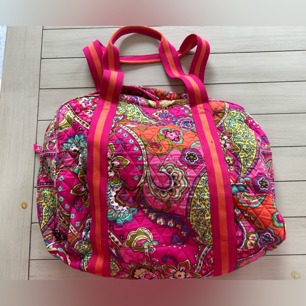 Vibrant Pink Paisley Overnight Tote Bag